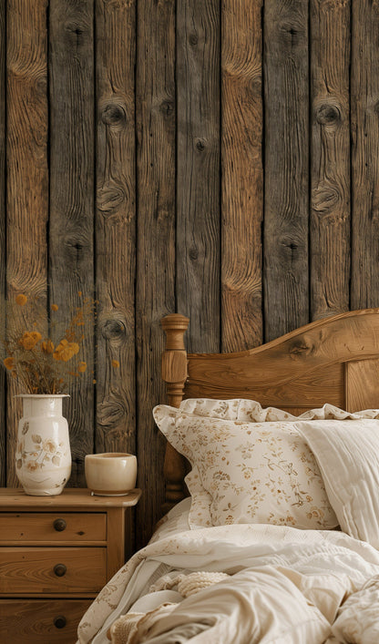 Rustic Oak Wood Plank Wallpaper