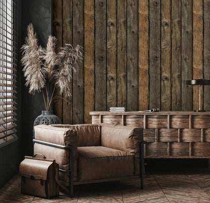 Rustic Oak Wood Plank Wallpaper