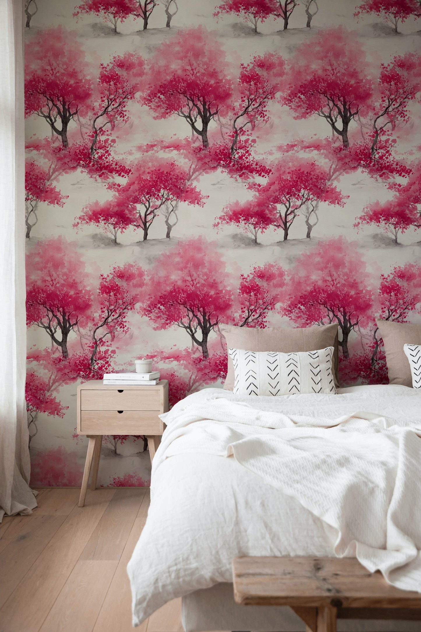 Cherry Blossom Wallpaper Watercolor Removable Decor