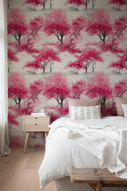 Bright Pink Cherry Blossom Wallpaper
