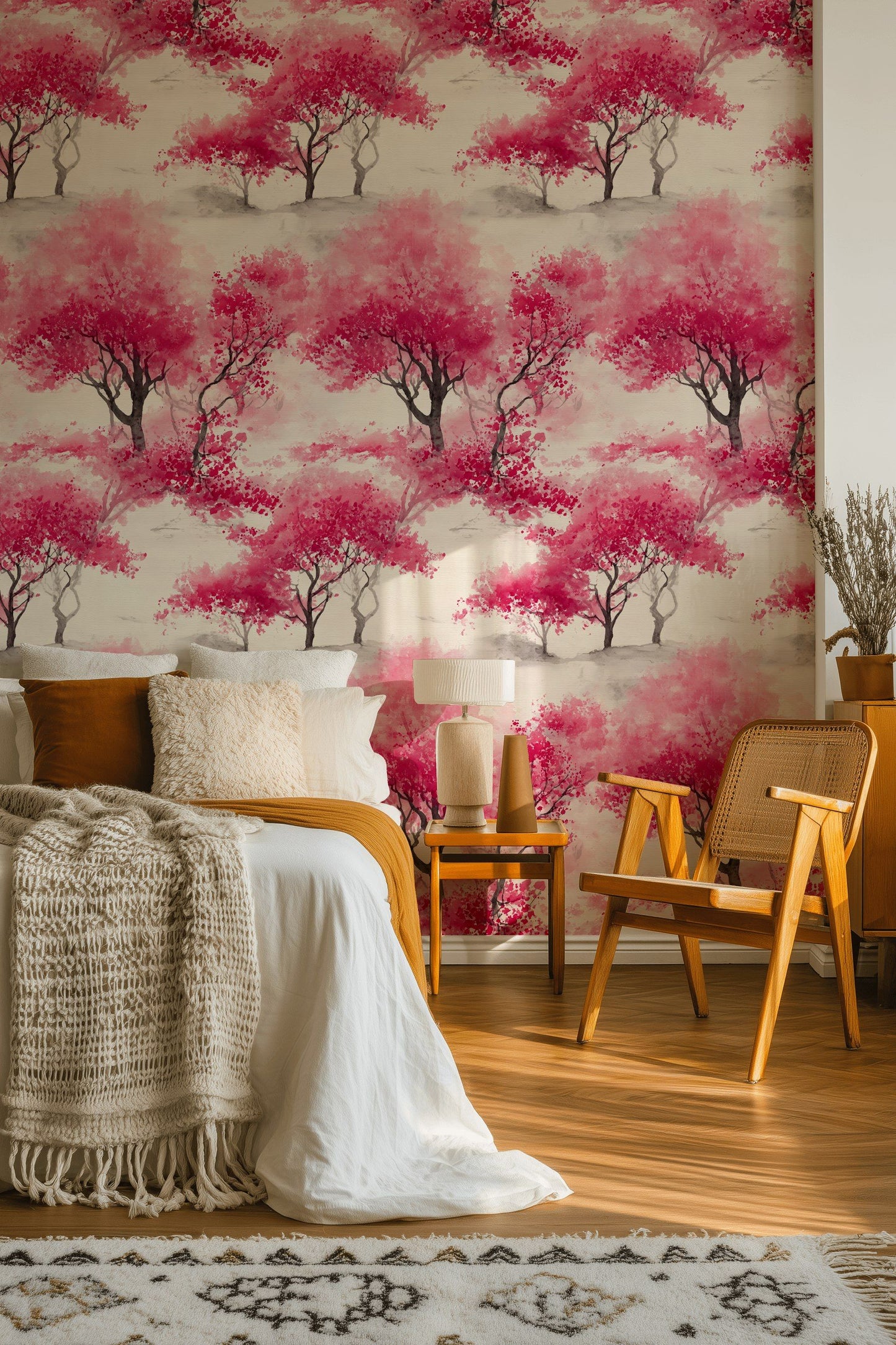 Cherry Blossom Wallpaper Watercolor Removable Decor
