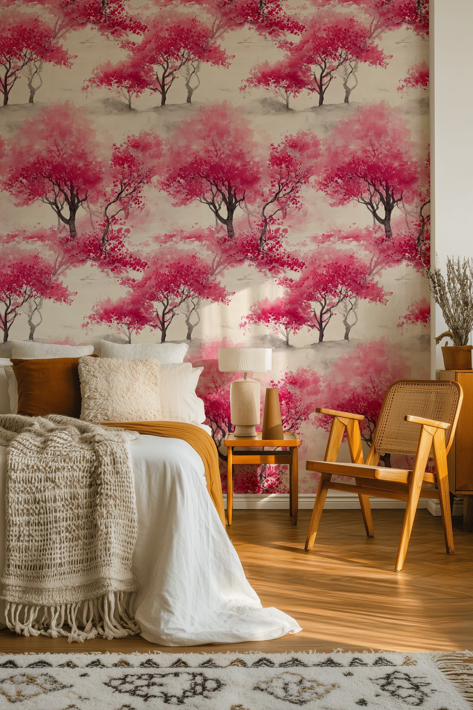 Bright Pink Cherry Blossom Wallpaper