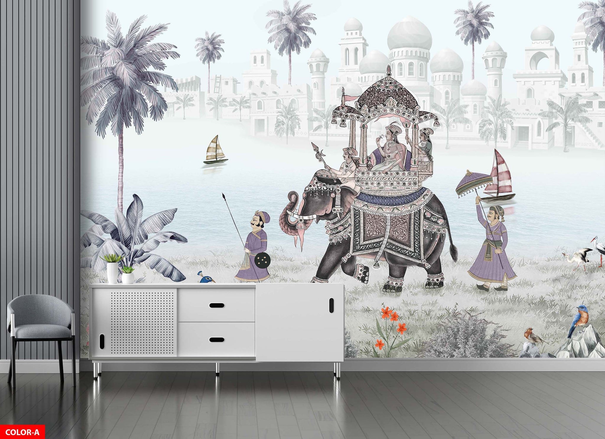 Elephant Procession Wallpaper Cultural Scene Wall Mural