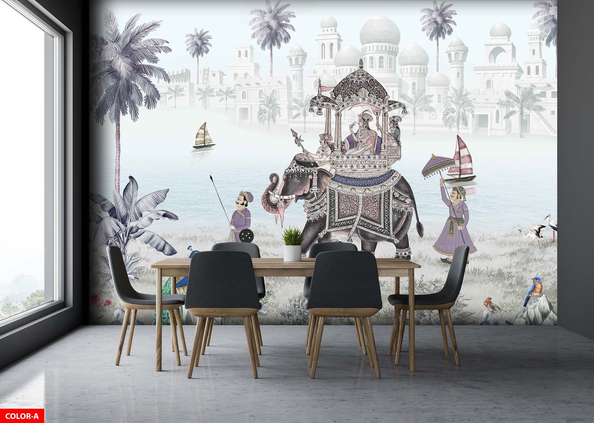 Elephant Procession Wallpaper Cultural Scene Wall Mural
