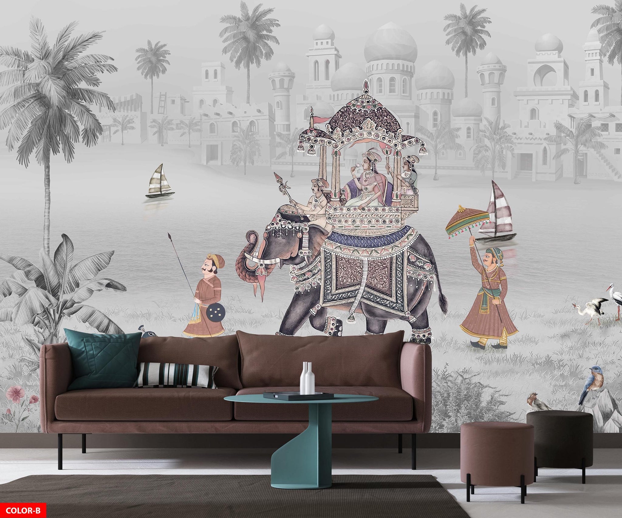 Historic Elephant Procession Scenic Wall Mural