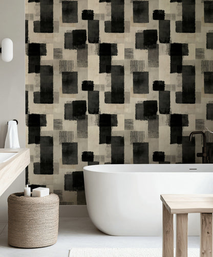 Deep Charcoal Abstract Geometric Wallpaper