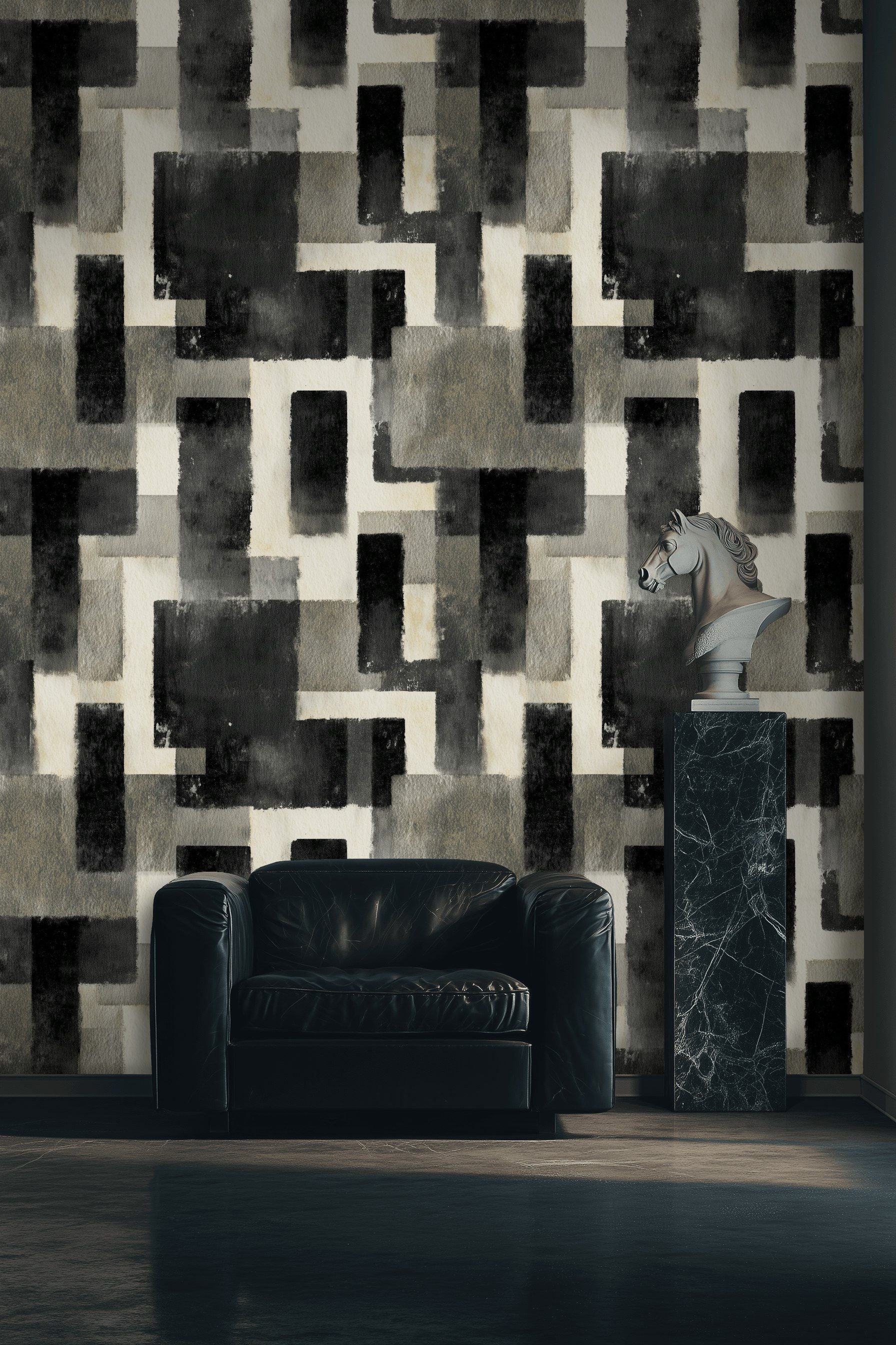 Charcoal Black Geometric Abstract Wallpaper