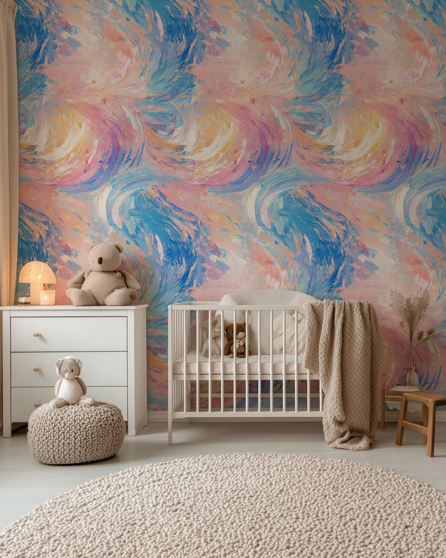 Pastel Abstract Wallpaper Pink And Blue Decorative Mural