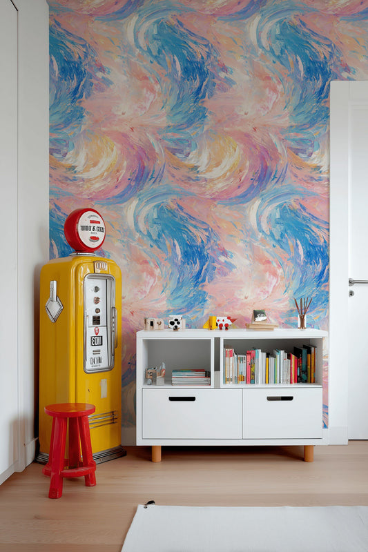 Pastel Abstract Wallpaper Pink And Blue Decorative Mural