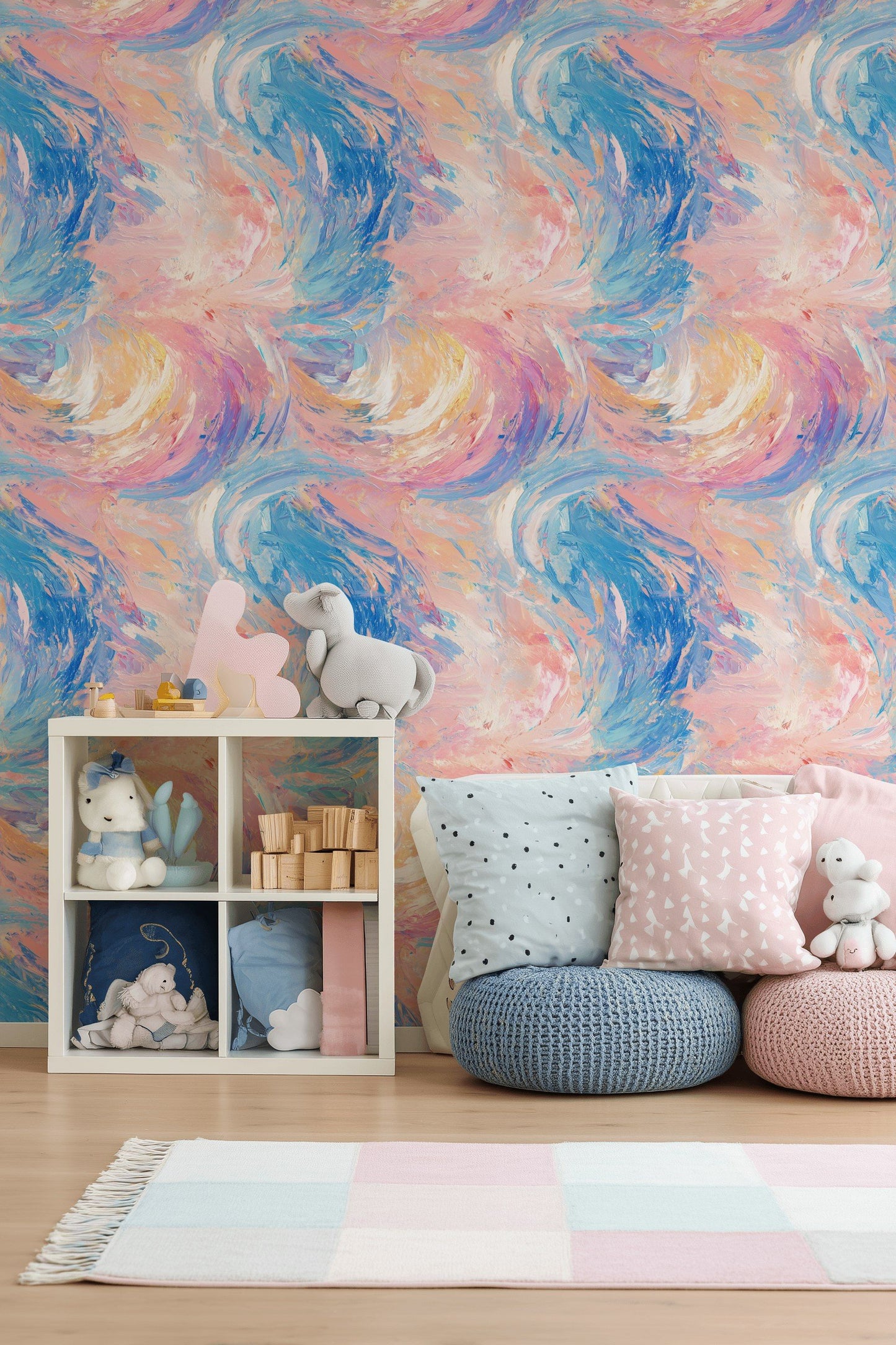 Pastel Abstract Wallpaper Pink And Blue Decorative Mural
