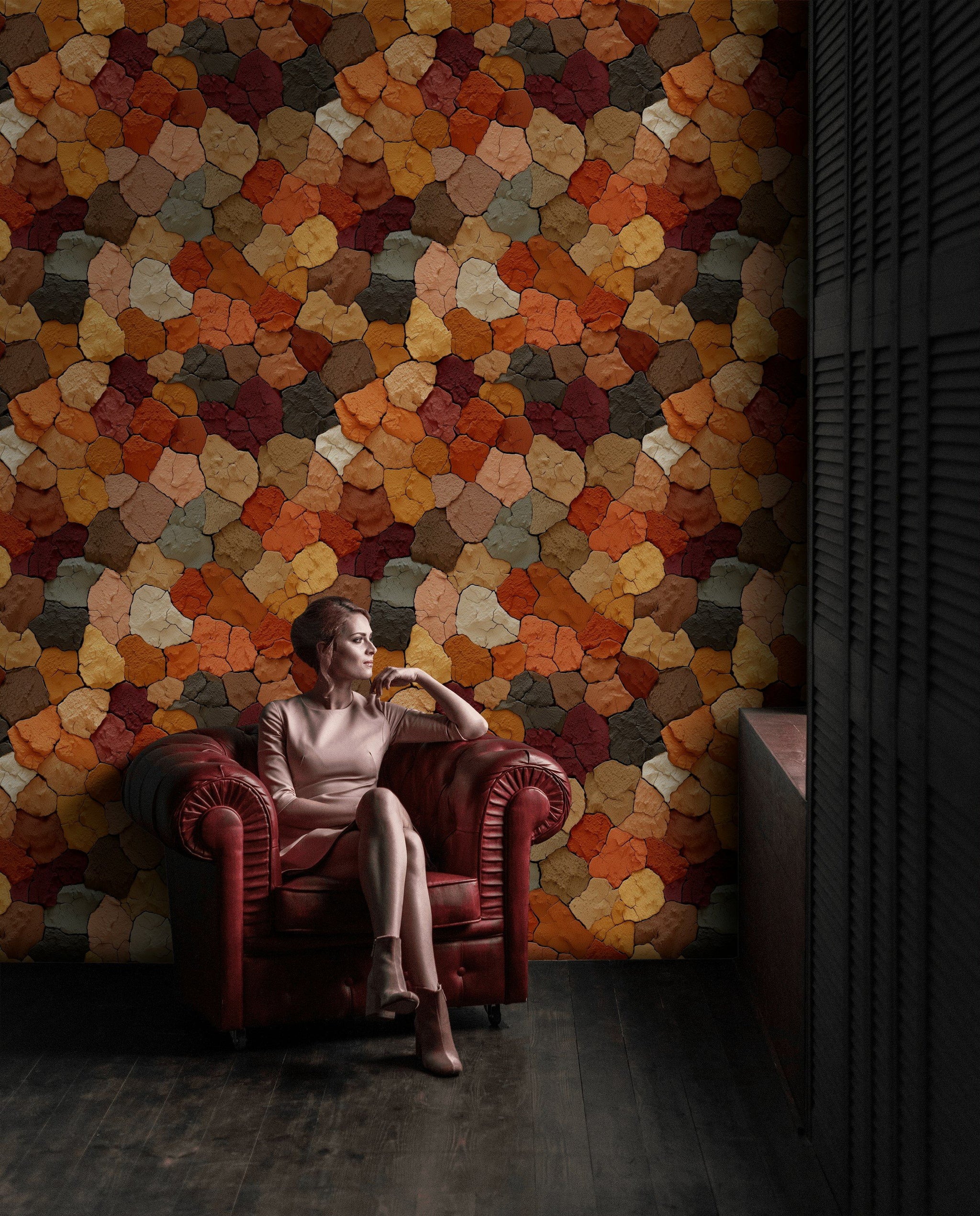 Earthy Terracotta Textured Abstract Wallpaper