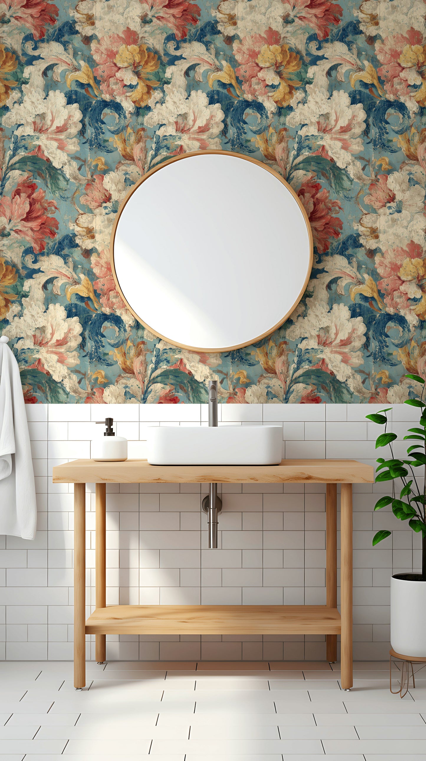 Vintage Floral Wallpaper Oil Painting Wall Mural