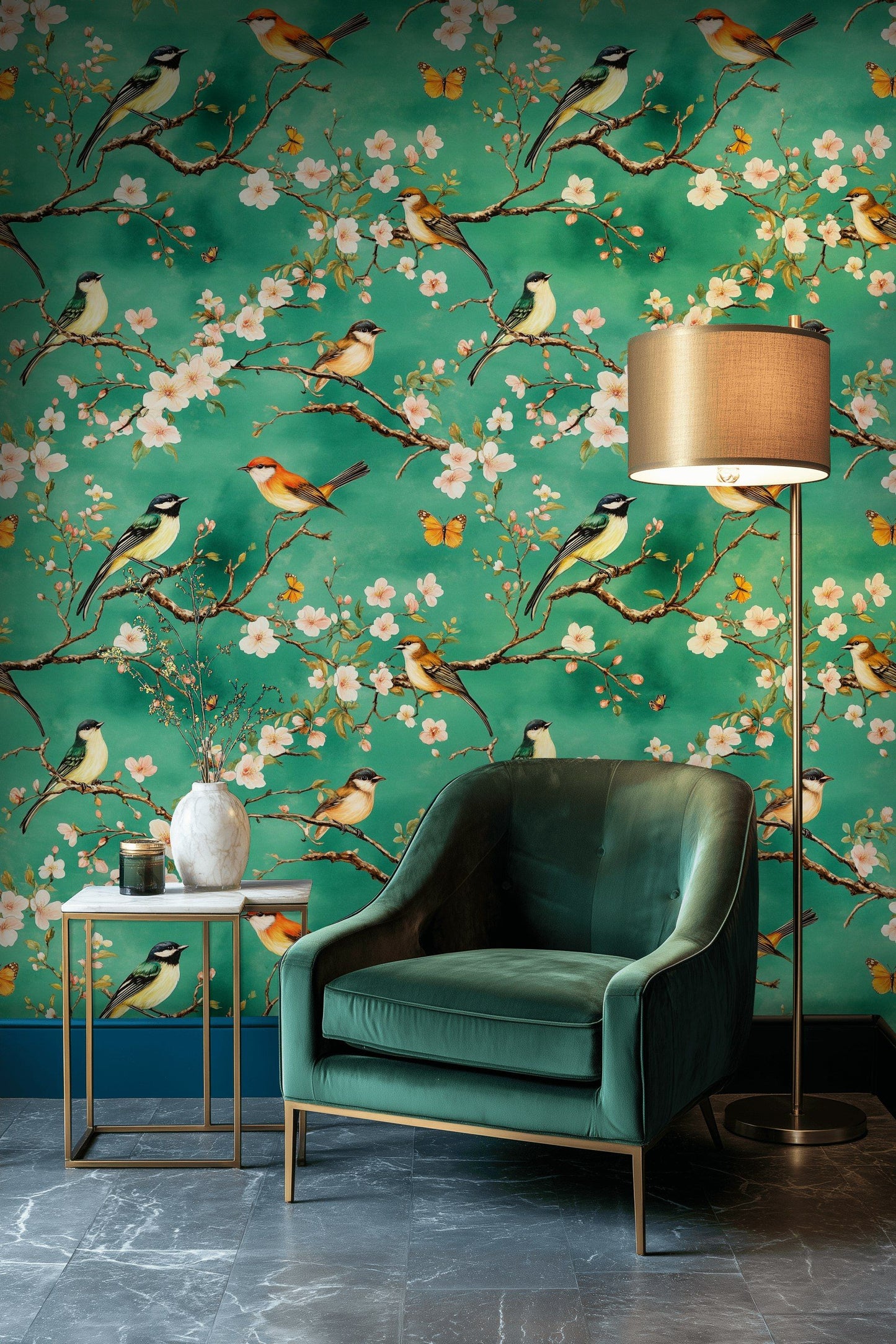 Bird And Blossom Wallpaper Vintage Songbird Wall Mural
