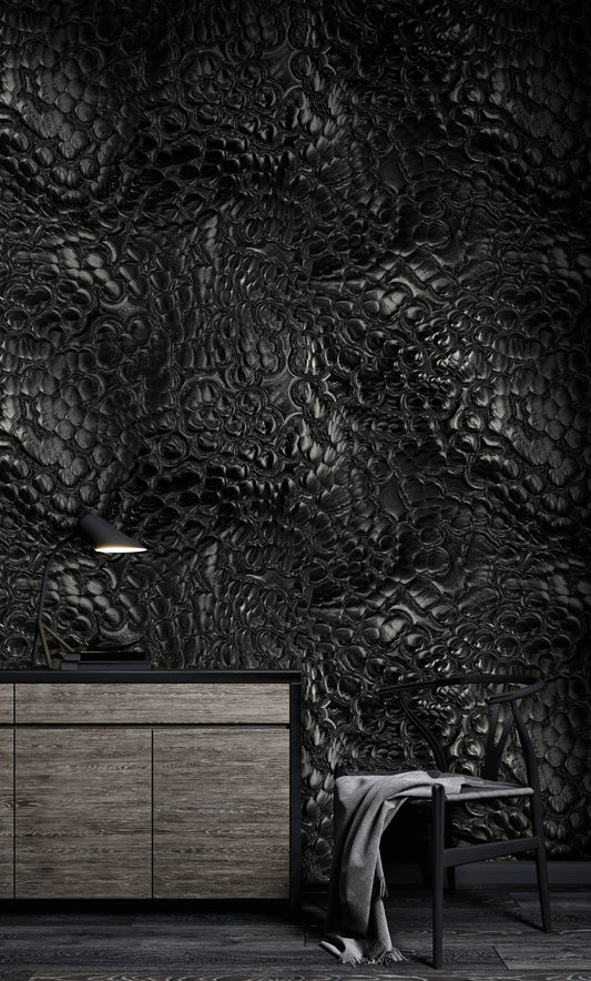 Black Snake Skin Wallpaper Black Texture  Wall Mural