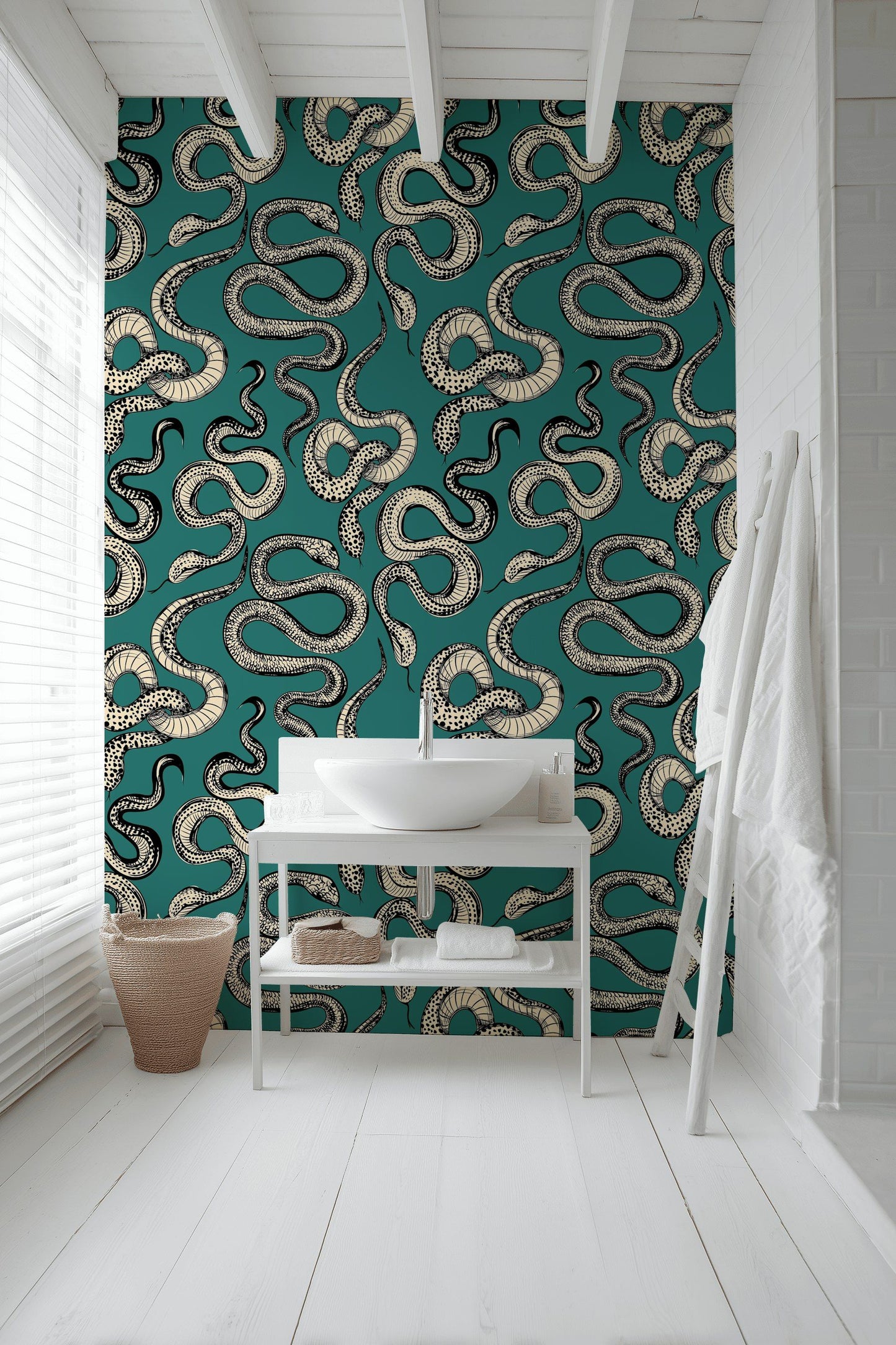 Snake Print Wallpaper Beige Reptile Bold Pattern Wall Mural