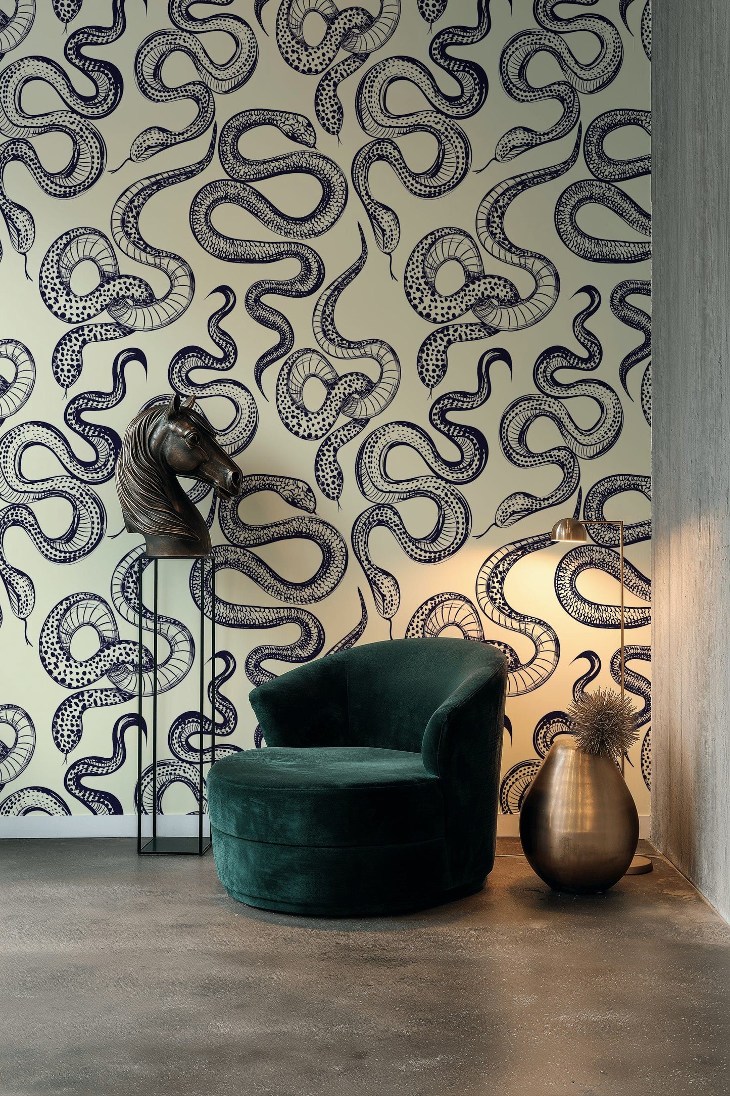 Snake Wallpaper Cream Wall Mural