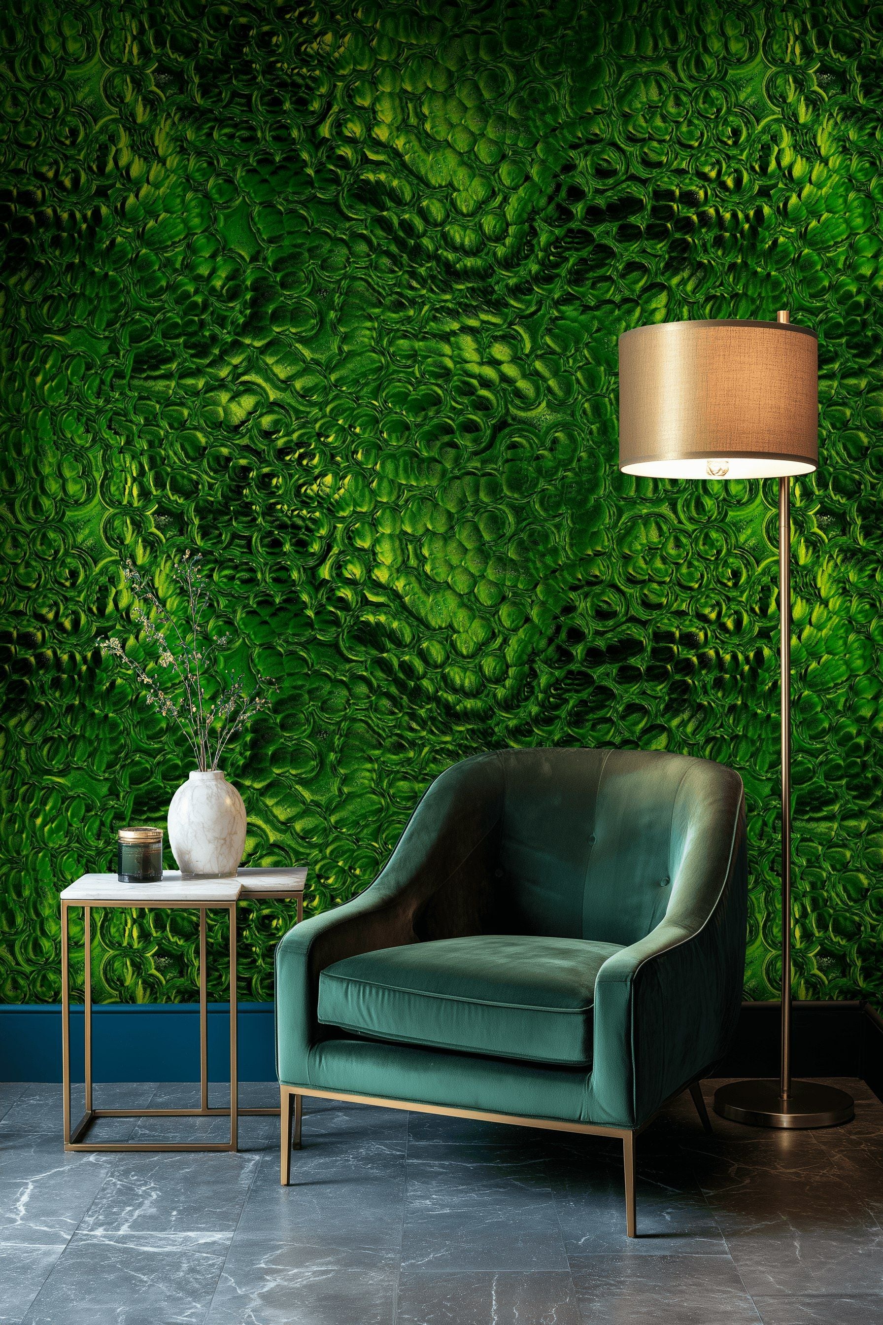 Emerald Green Abstract Textured Wallpaper