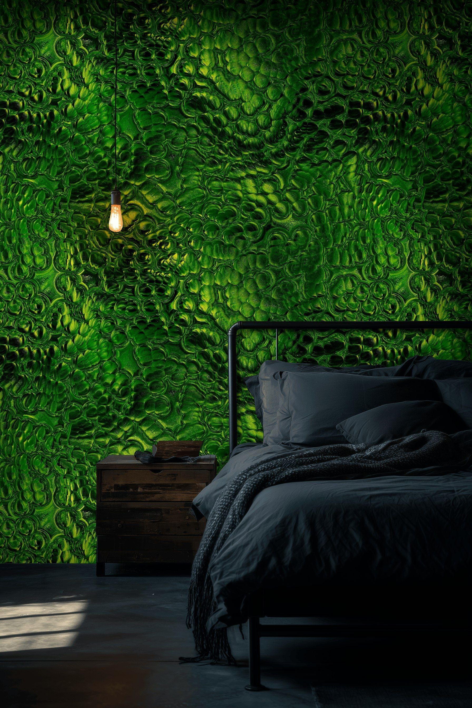 Emerald Green Abstract Textured Wallpaper