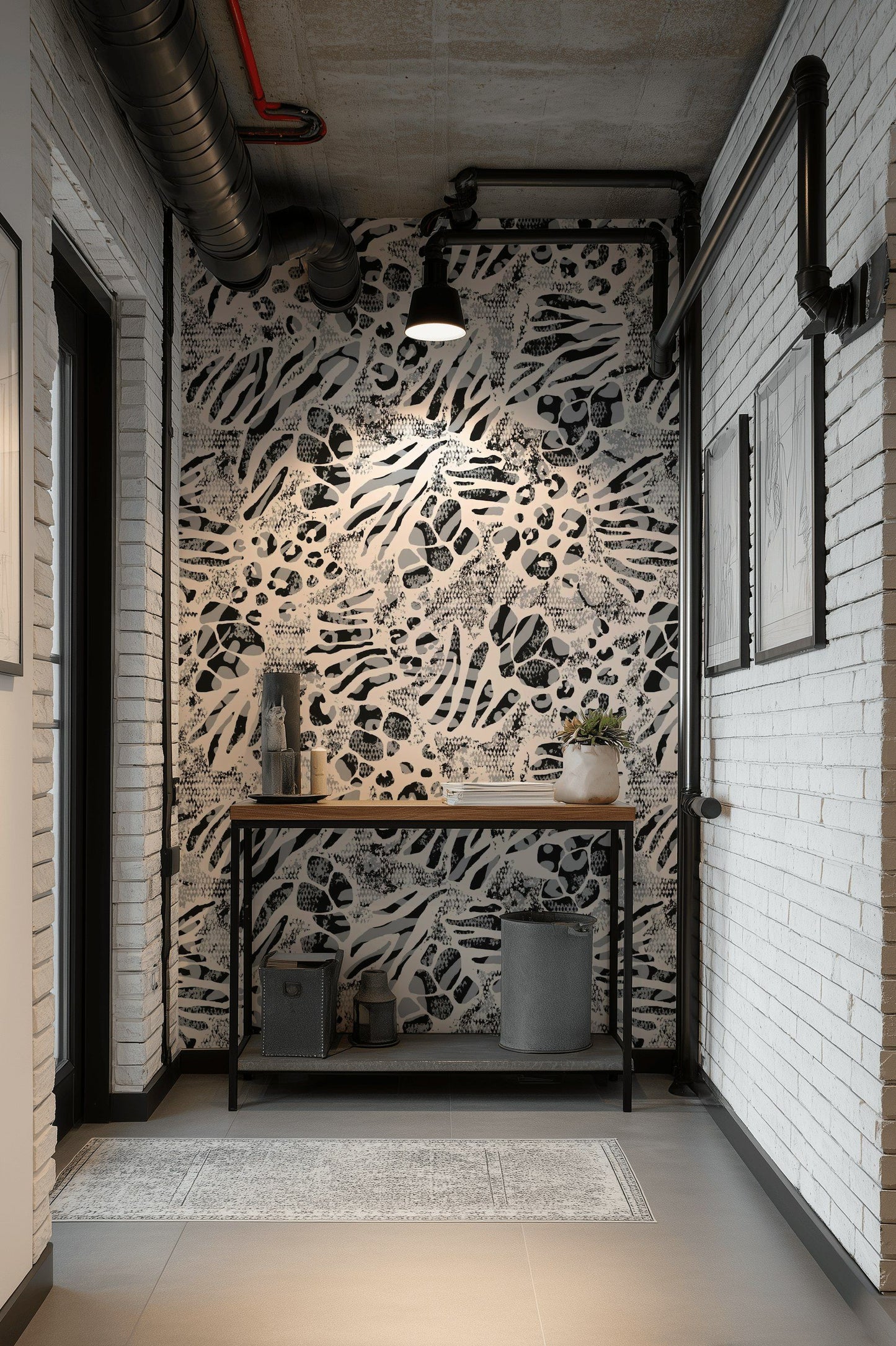 Animal Print Wallpaper Removable Gray Wall Decor