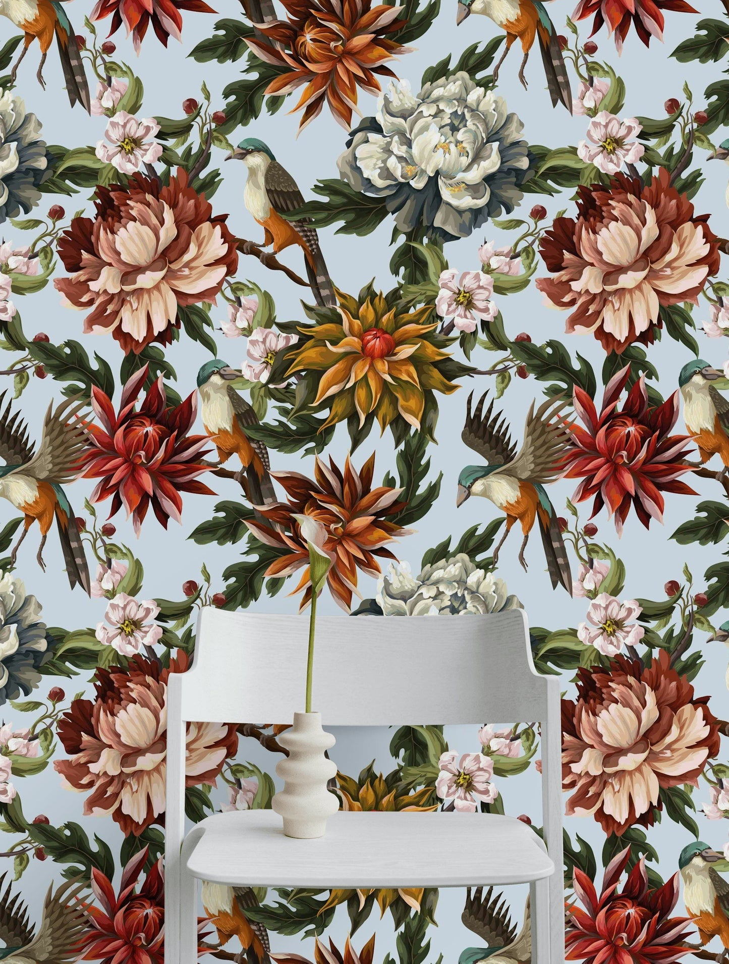Floral Wallpaper Bird Botanical Wall Mural