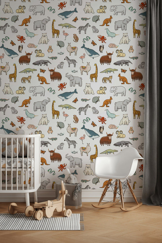 Animal Wallpaper RemovableZoo Wall Decor