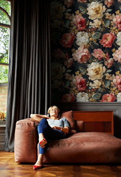 Dark Luxe Large Floral Wallpaper
