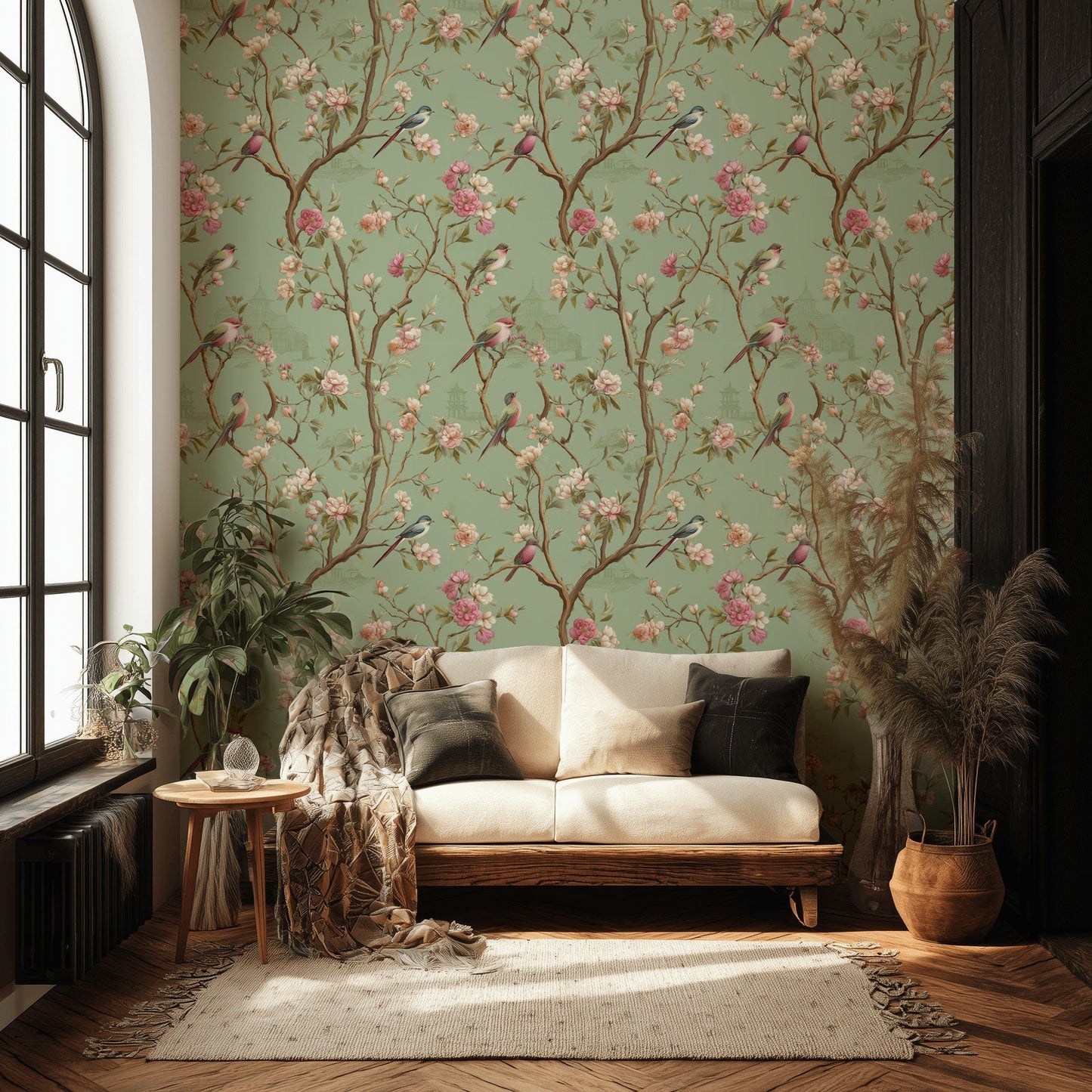 Chinoiserie Wallpaper Removable Bird Floral Roll