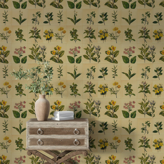Floral Botanical Wallpaper Vintage Mural Wall Decor