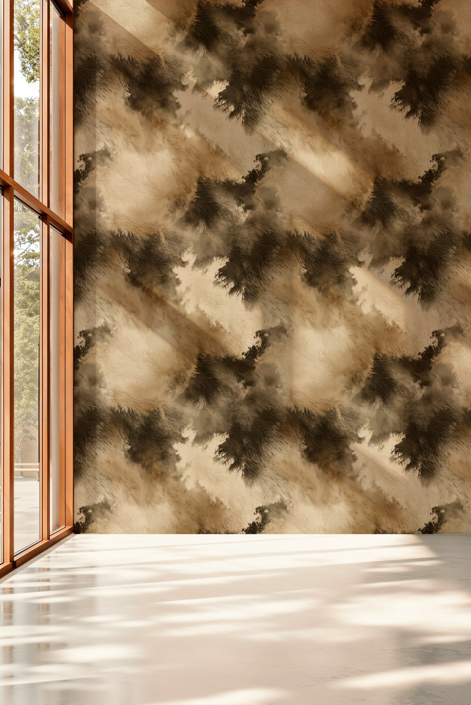 Taupe and Mocha Abstract Brushstroke Wallpaper