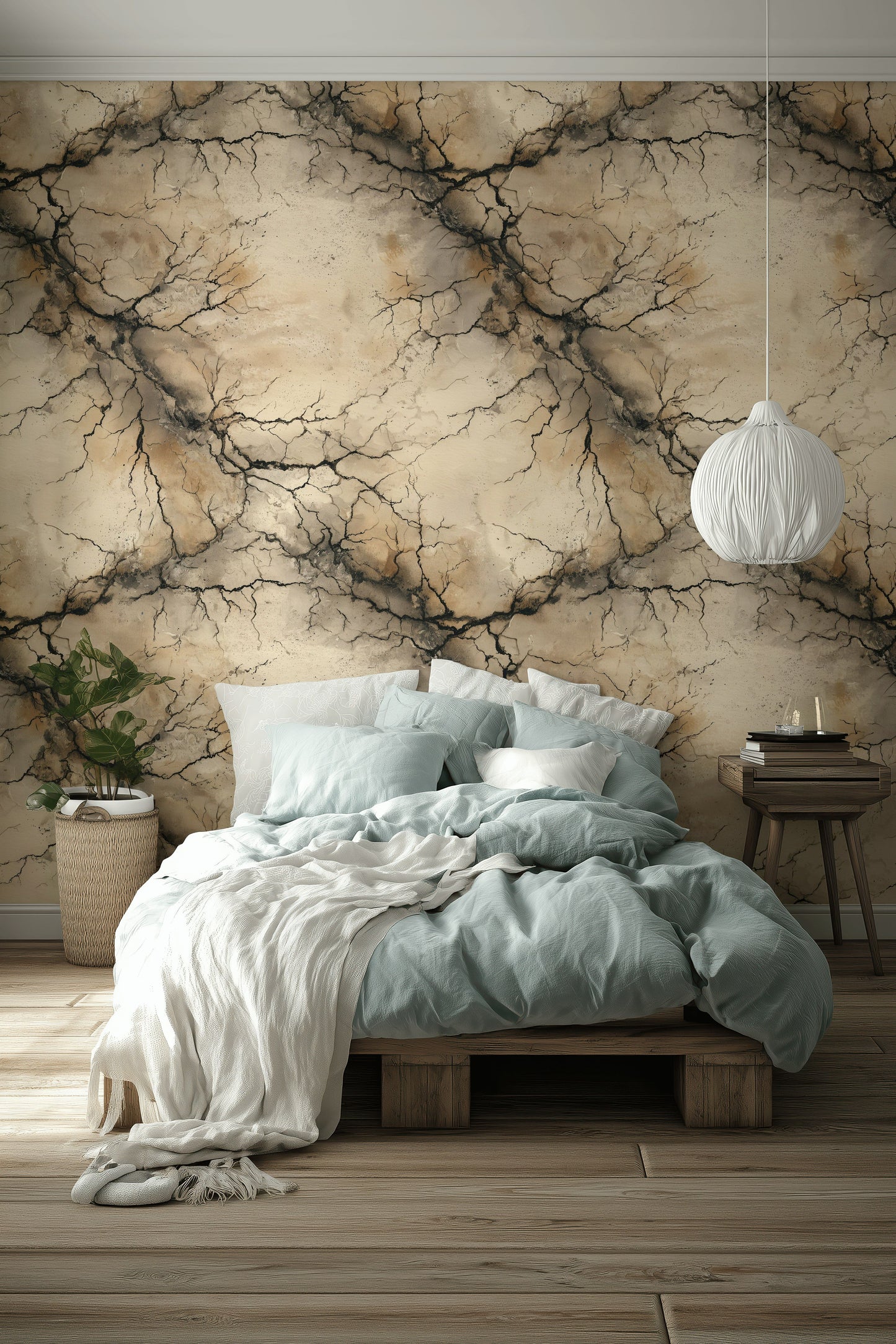 Cracked Stone Texture Wallpaper Neutral Decorative Mural
