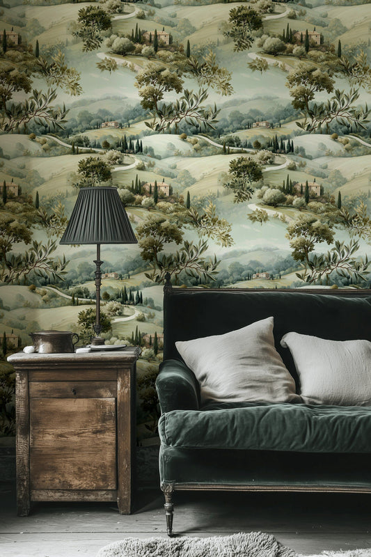 Tuscan Landscape Wallpaper Scenic Mural Countryside Wall Decor