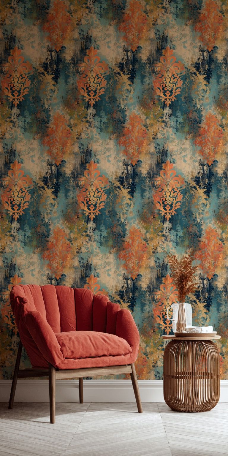 Wallpaper Abstract Damask Wallpaper Vintage Wall Mural