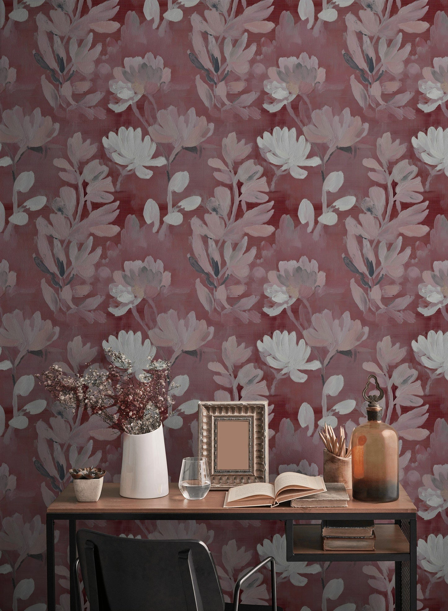 Blush Abstract Floral Wallpaper Pink Mural Botanical Decor