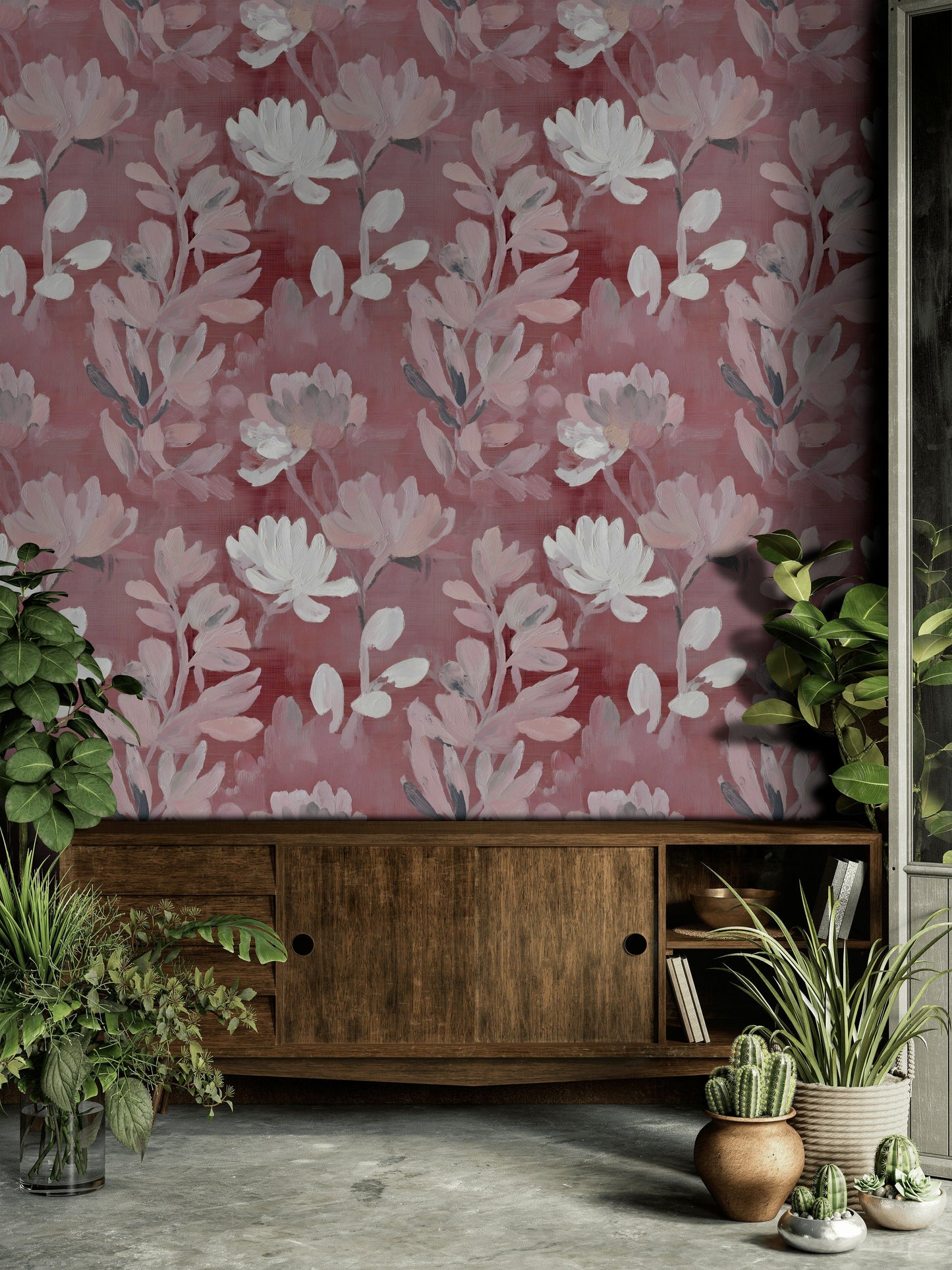 Blush Abstract Floral Wallpaper Pink Mural Botanical Decor