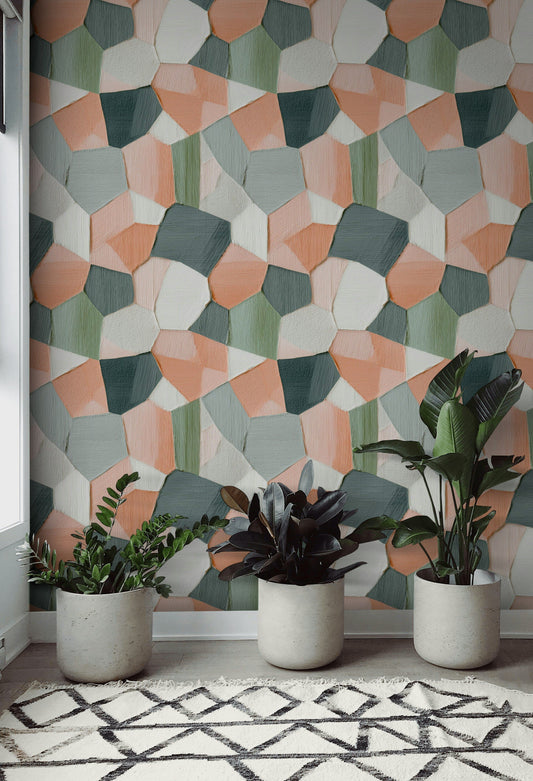 Soft Geometric Wallpaper Textured Abstract Modern Wall Mural