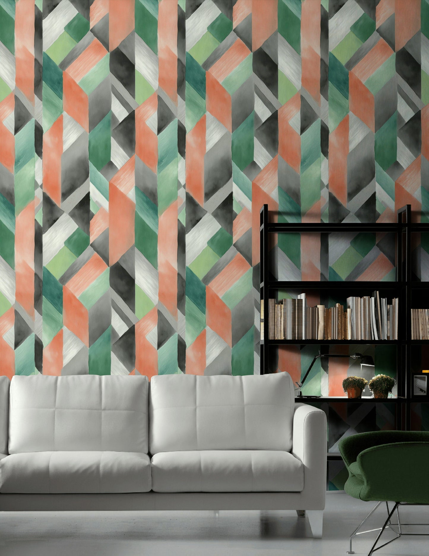 Geometric Watercolor Wallpaper Modern Mural Wall Decor