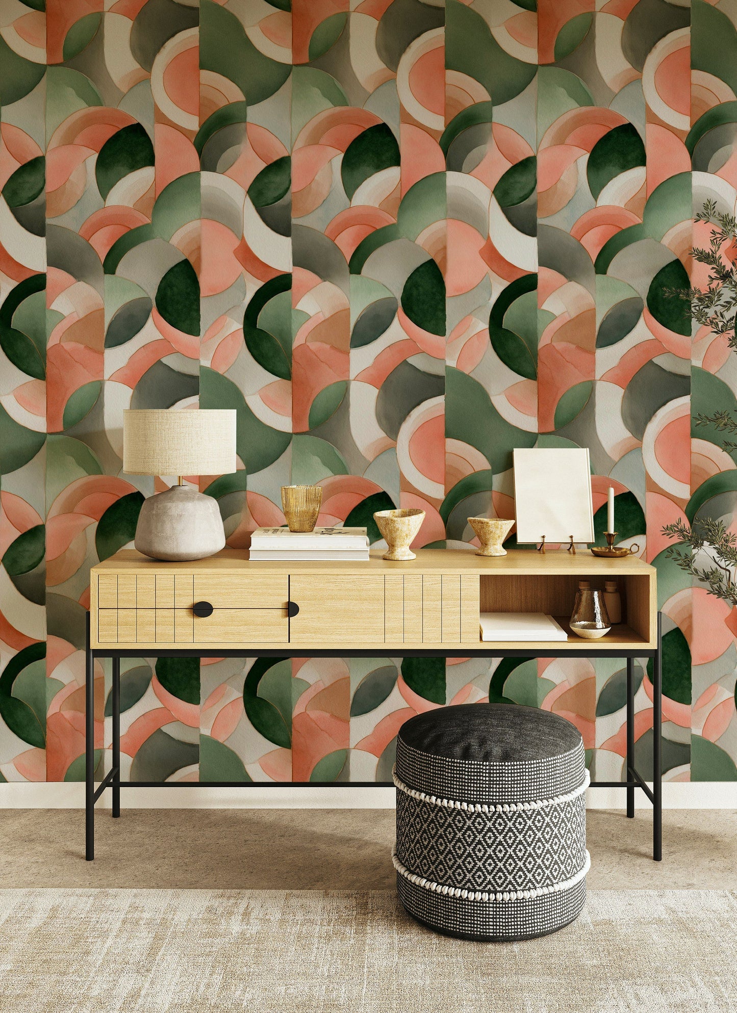 Abstract Watercolor Wallpaper Geometric Decorative Mural