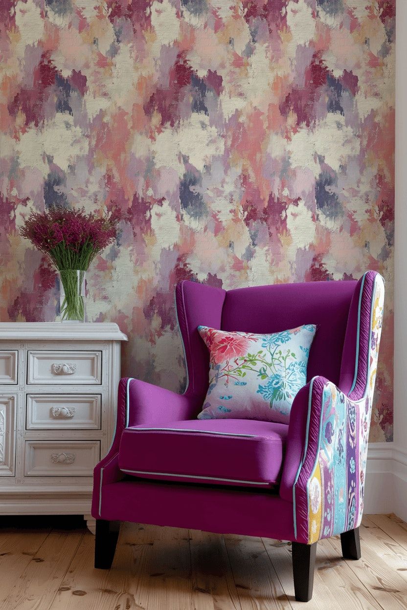 Abstract Wallpaper Pink Removable Wall Decor