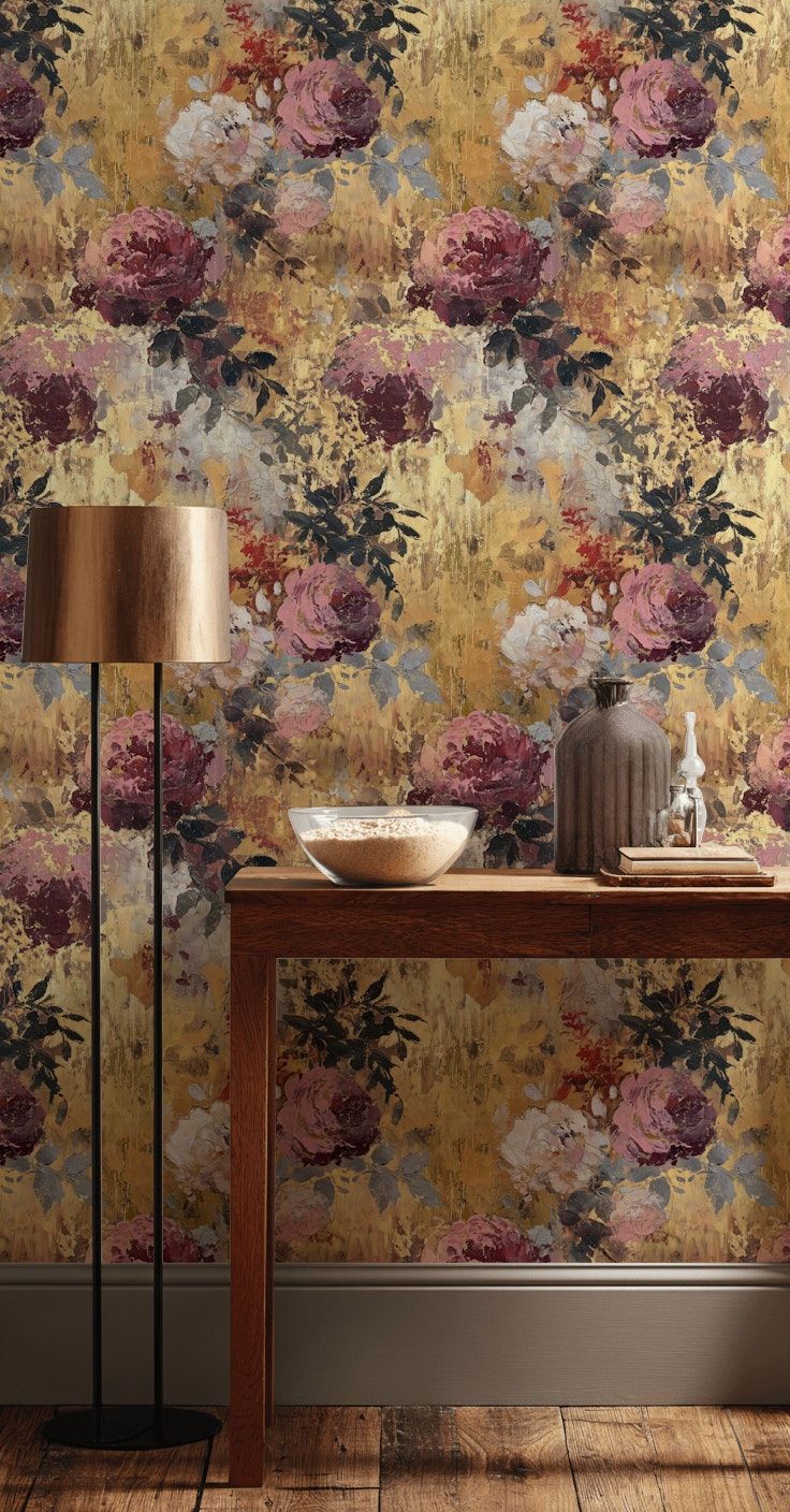 Floral Wallpaper Rose Vintage Wall Mural