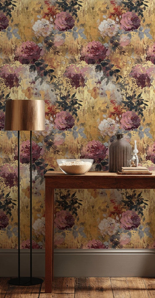 Floral Wallpaper Rose Vintage Wall Mural
