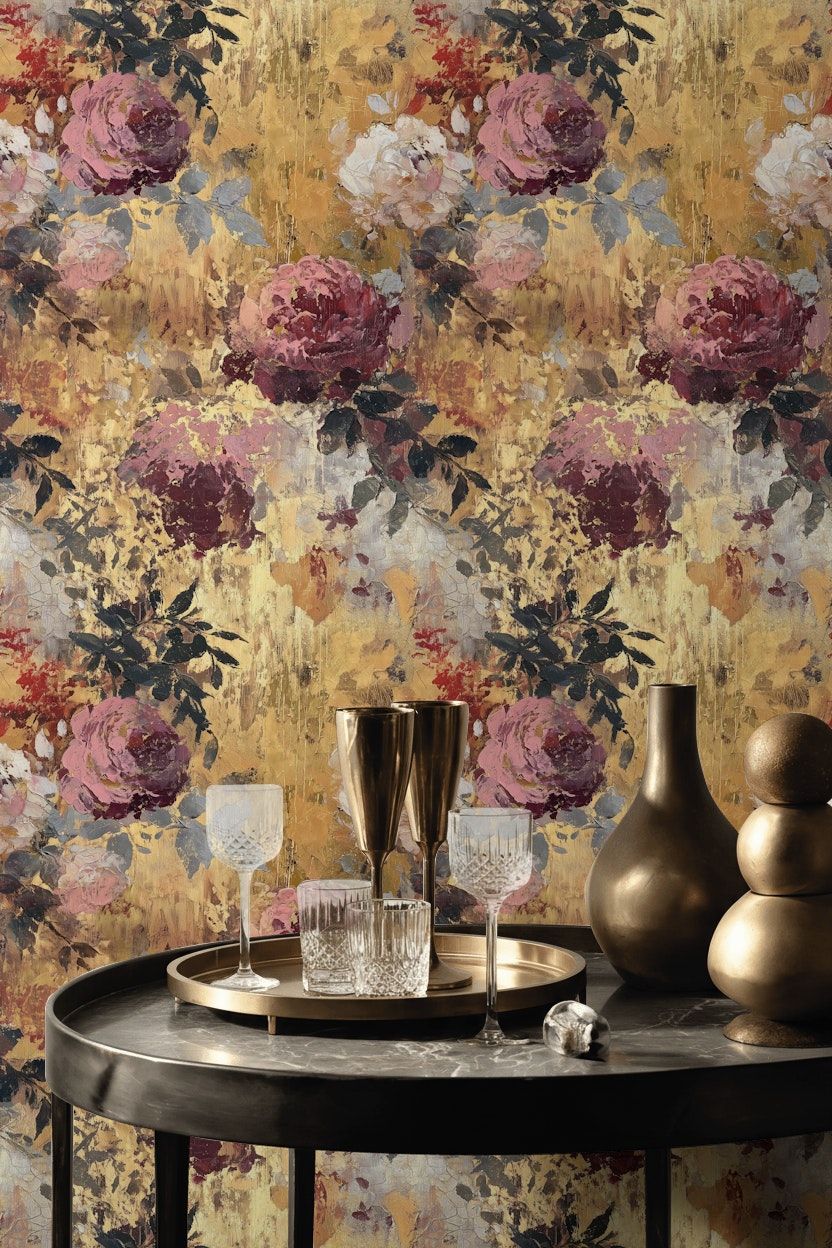Floral Wallpaper Rose Vintage Wall Mural