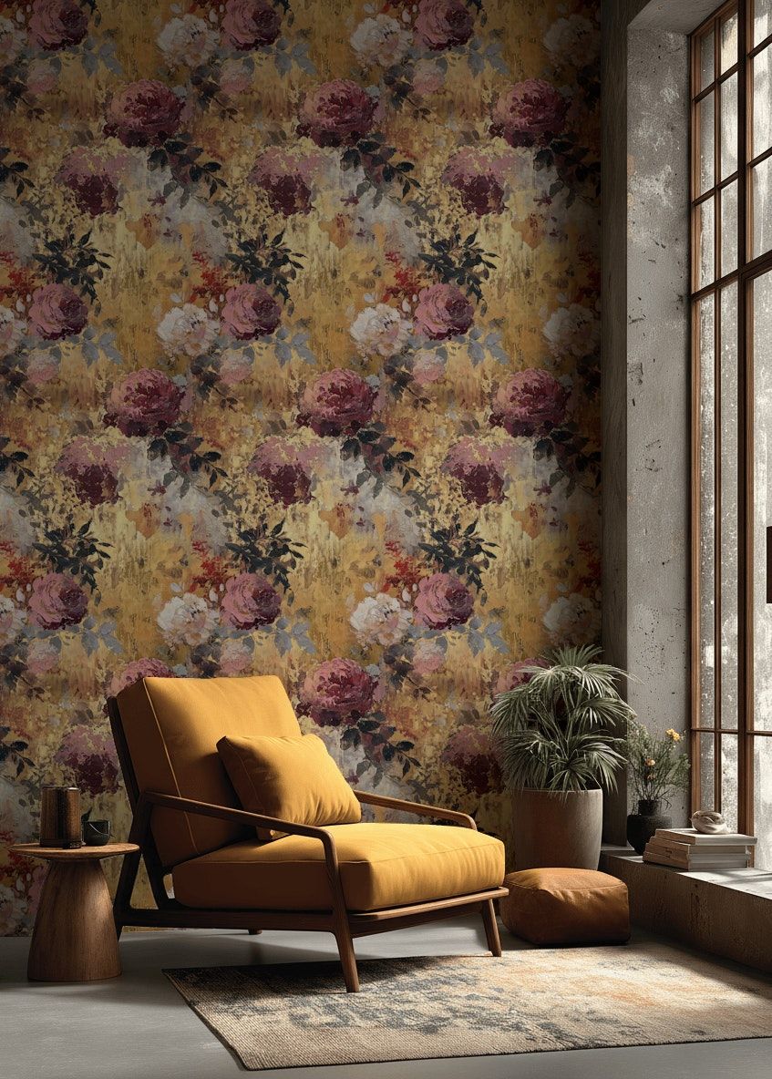 Floral Wallpaper Rose Vintage Wall Mural