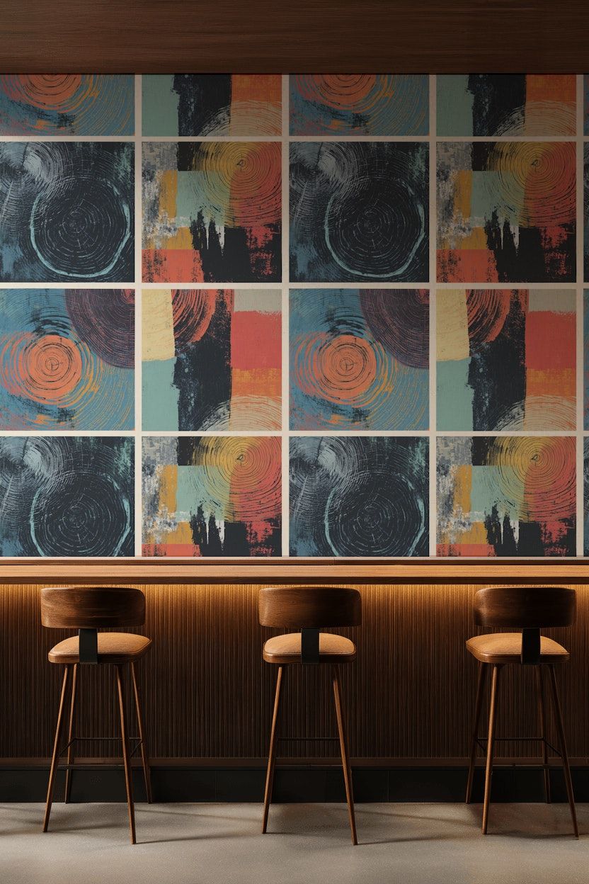 Modern Abstract Wallpaper Woodgrain Retro Wall Decor