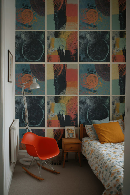 Modern Abstract Wallpaper Woodgrain Retro Wall Decor