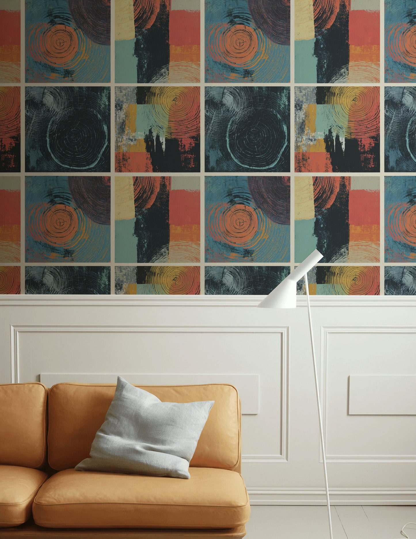 Modern Abstract Wallpaper Woodgrain Retro Wall Decor