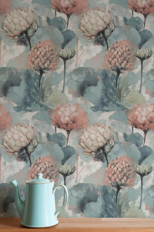 Watercolor Floral Wallpaper Soft Bloom Botanical Wall Decor
