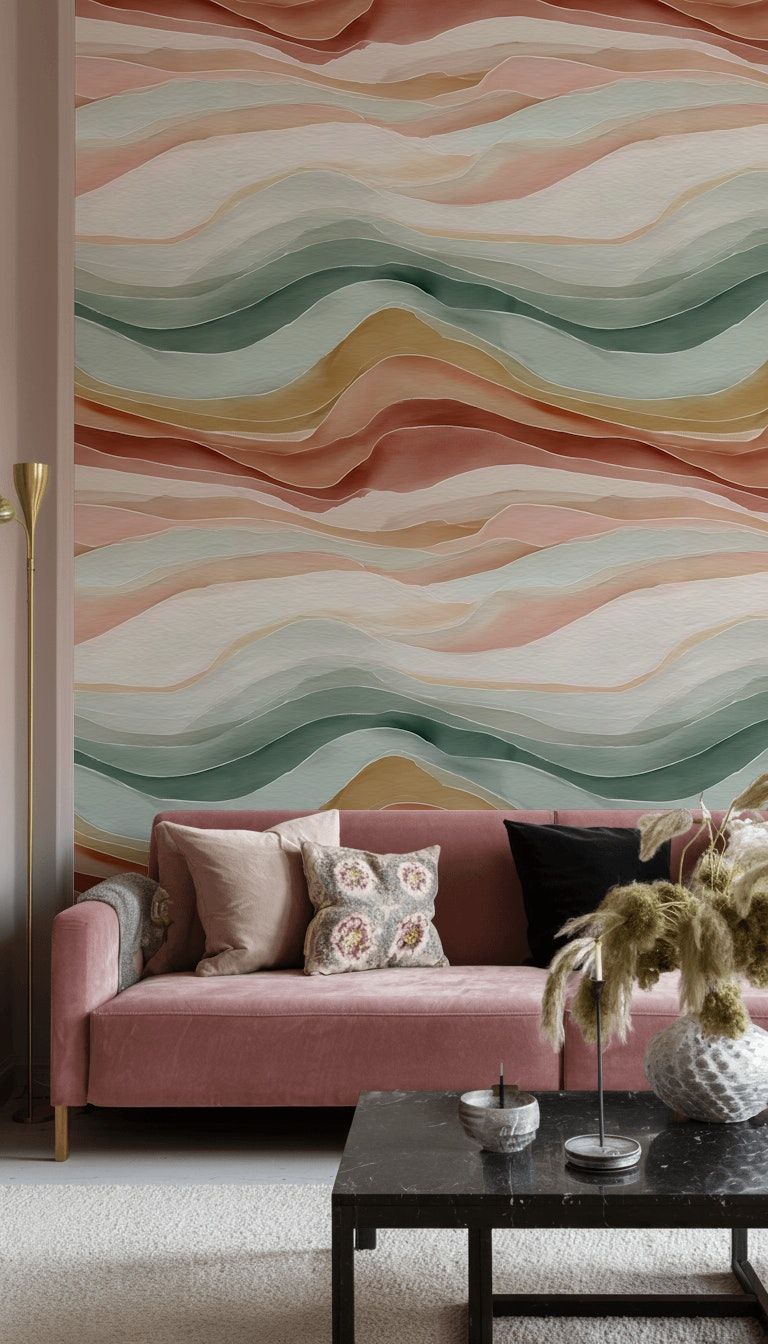 Cream Abstract Pastel Wave Wallpaper