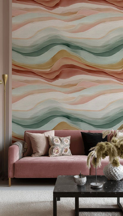 Cream Abstract Pastel Wave Wallpaper