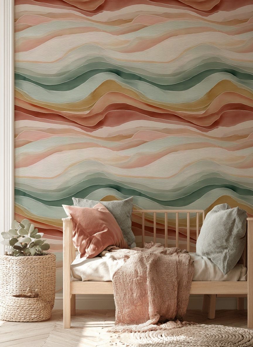 Abstract Landscape Wallpaper Modern Earth Tone Wall Mural