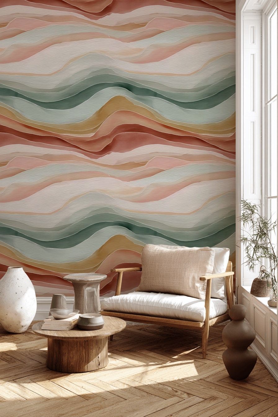 Abstract Landscape Wallpaper Modern Earth Tone Wall Mural